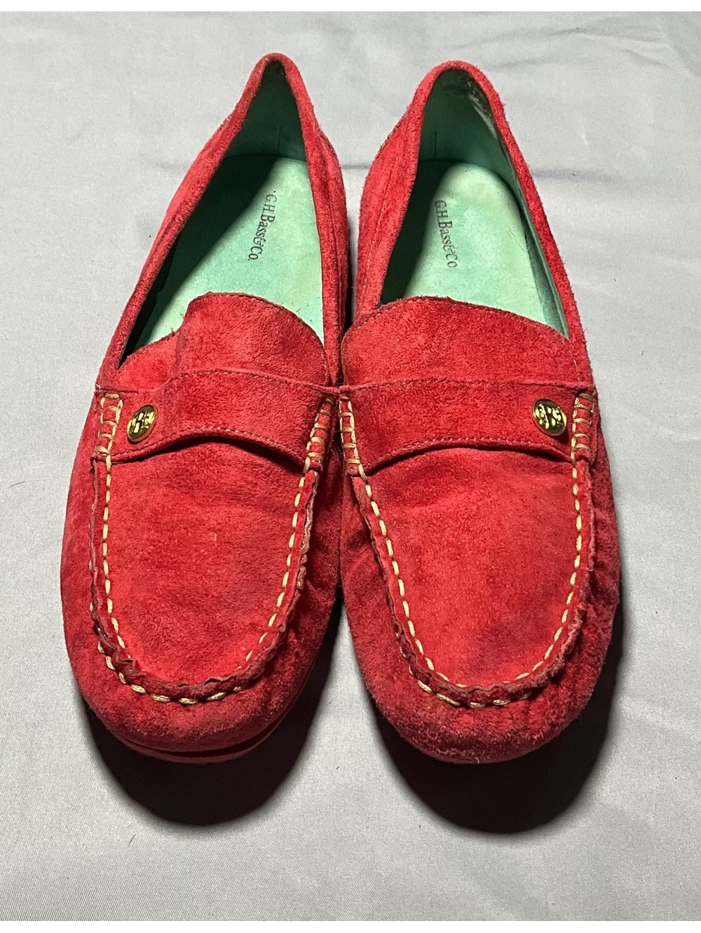 G.H. Bass & Co. Red Suede Driving Loafers-9.5